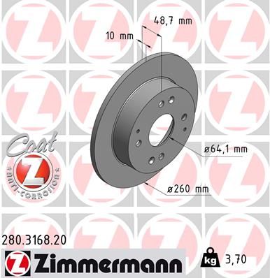 ZIMMERMANN Тормозной диск 280.3168.20