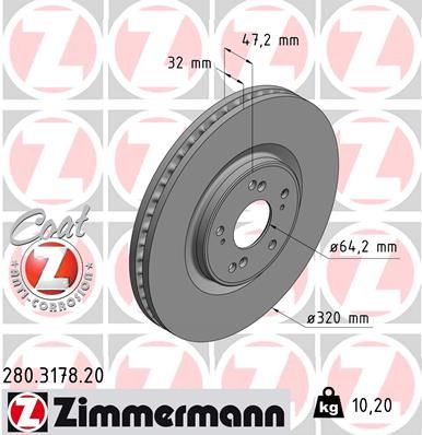 ZIMMERMANN Тормозной диск 280.3178.20