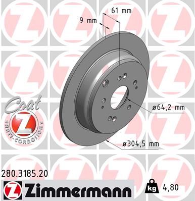 ZIMMERMANN Тормозной диск 280.3185.20