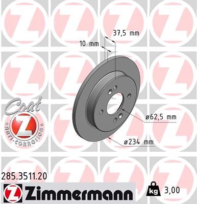 ZIMMERMANN Тормозной диск 285.3511.20
