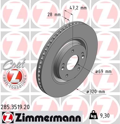 ZIMMERMANN Тормозной диск 285.3519.20