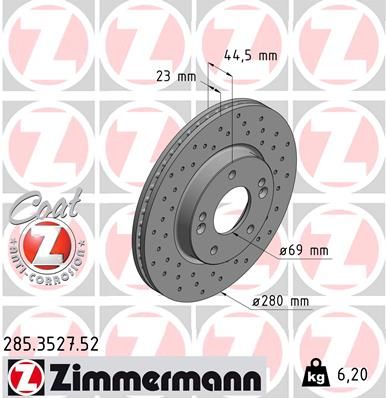 ZIMMERMANN Тормозной диск 285.3527.52