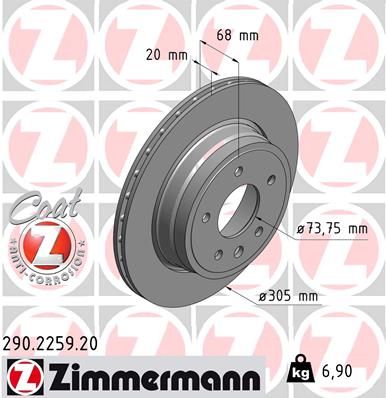 ZIMMERMANN Тормозной диск 290.2259.20