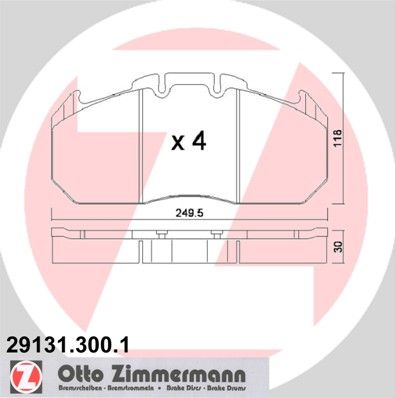 ZIMMERMANN Комплект тормозных колодок, дисковый тормоз 29131.300.1