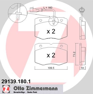 ZIMMERMANN Комплект тормозных колодок, дисковый тормоз 29139.180.1
