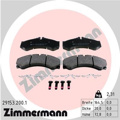 ZIMMERMANN Комплект тормозных колодок, дисковый тормоз 29153.200.1