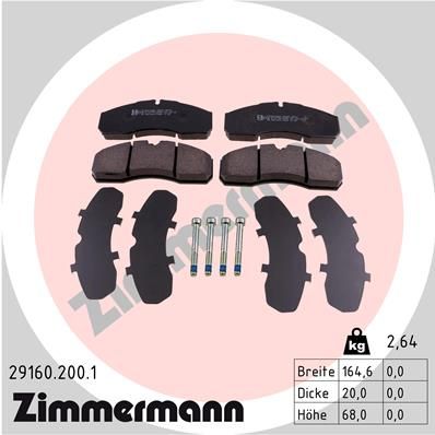ZIMMERMANN Комплект тормозных колодок, дисковый тормоз 29160.200.1