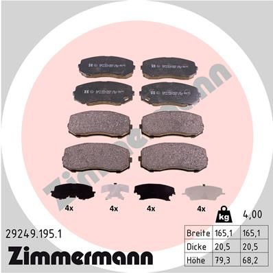 ZIMMERMANN Комплект тормозных колодок, дисковый тормоз 29249.195.1