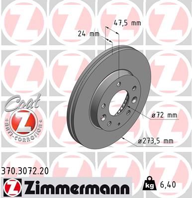 ZIMMERMANN Тормозной диск 370.3072.20