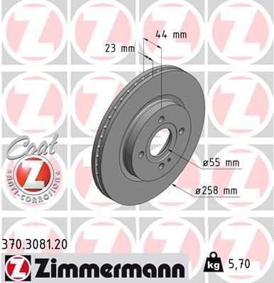 ZIMMERMANN Тормозной диск 370.3081.20