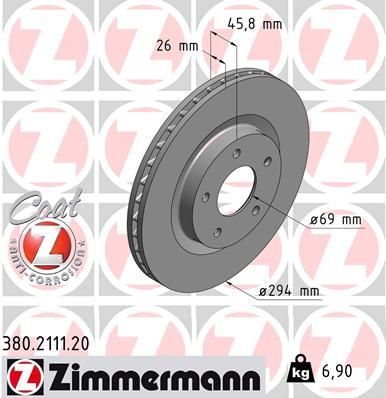 ZIMMERMANN Тормозной диск 380.2111.20