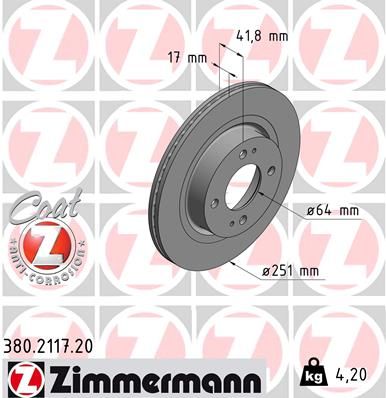 ZIMMERMANN Тормозной диск 380.2117.20