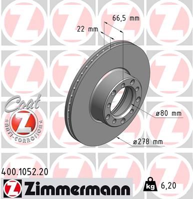 ZIMMERMANN Тормозной диск 400.1052.20