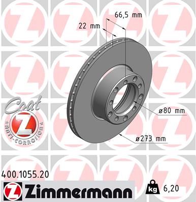 ZIMMERMANN Тормозной диск 400.1055.20