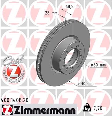 ZIMMERMANN Тормозной диск 400.1408.20