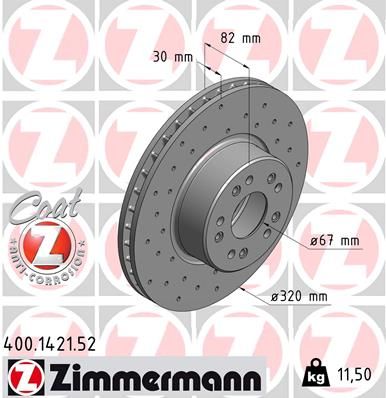 ZIMMERMANN Тормозной диск 400.1421.52