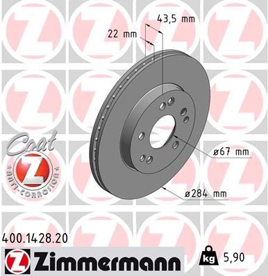 ZIMMERMANN Тормозной диск 400.1428.20