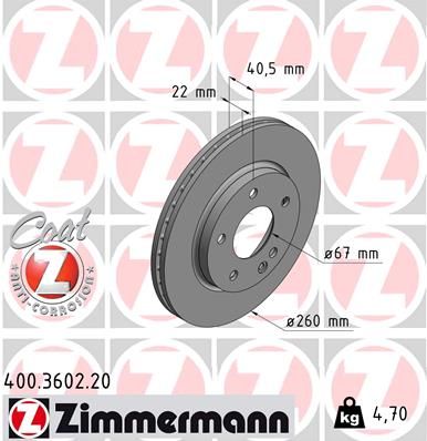 ZIMMERMANN Тормозной диск 400.3602.20