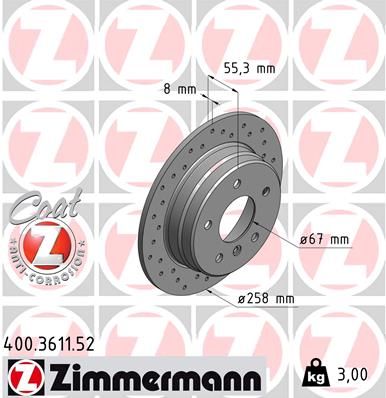 ZIMMERMANN Тормозной диск 400.3611.52