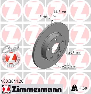 ZIMMERMANN Тормозной диск 400.3641.20