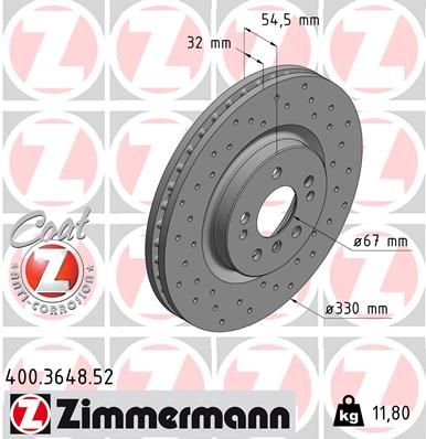 ZIMMERMANN Тормозной диск 400.3648.52