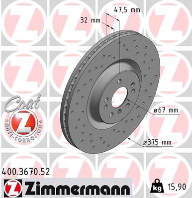 ZIMMERMANN Тормозной диск 400.3670.52