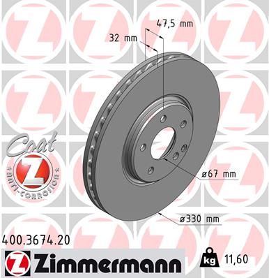 ZIMMERMANN Тормозной диск 400.3674.20