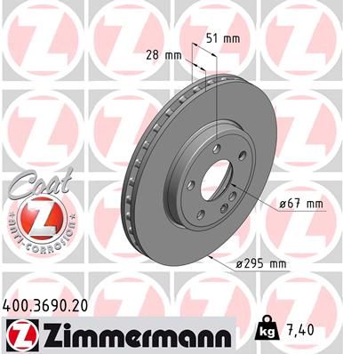 ZIMMERMANN Тормозной диск 400.3690.20