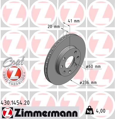 ZIMMERMANN Тормозной диск 430.1454.20