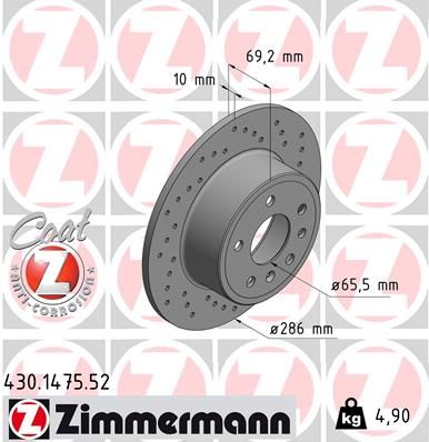 ZIMMERMANN Тормозной диск 430.1475.52