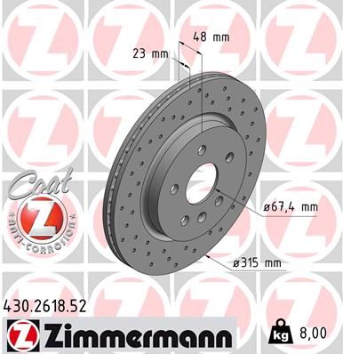 ZIMMERMANN Тормозной диск 430.2618.52