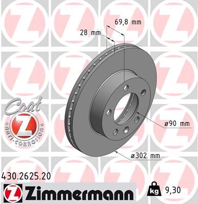 ZIMMERMANN Тормозной диск 430.2625.20