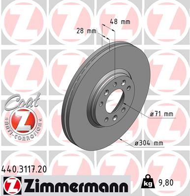 ZIMMERMANN Тормозной диск 440.3117.20