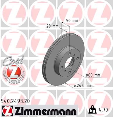 ZIMMERMANN Тормозной диск 540.2493.20