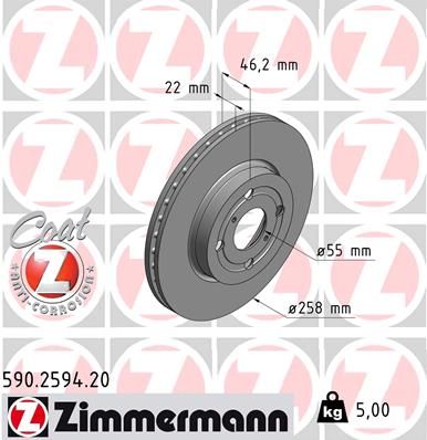 ZIMMERMANN Тормозной диск 590.2594.20