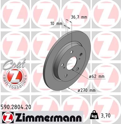 ZIMMERMANN Тормозной диск 590.2804.20