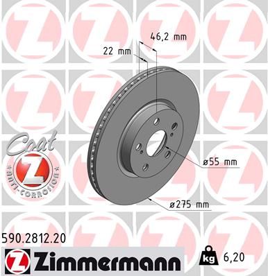 ZIMMERMANN Тормозной диск 590.2812.20