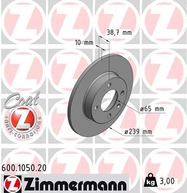 ZIMMERMANN Тормозной диск 600.1050.20