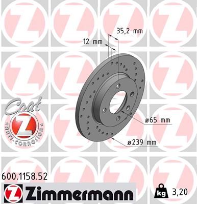 ZIMMERMANN Тормозной диск 600.1158.52