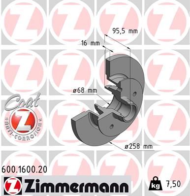 ZIMMERMANN Тормозной диск 600.1600.20