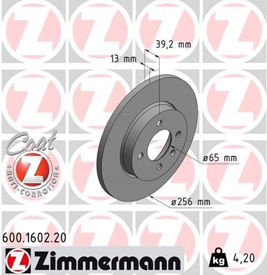 ZIMMERMANN Тормозной диск 600.1602.20