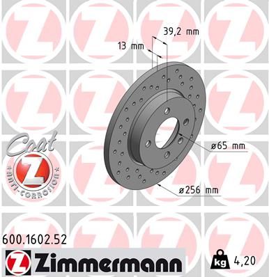 ZIMMERMANN Тормозной диск 600.1602.52