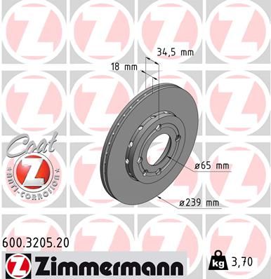 ZIMMERMANN Тормозной диск 600.3205.20
