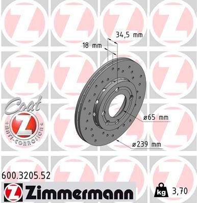 ZIMMERMANN Тормозной диск 600.3205.52