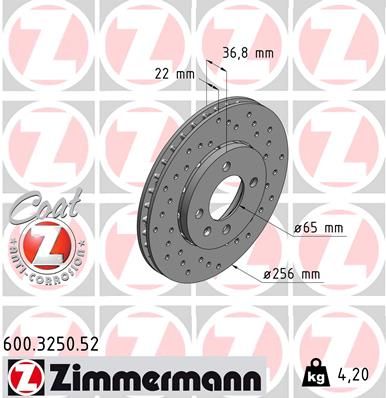 ZIMMERMANN Тормозной диск 600.3250.52