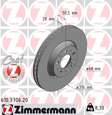 ZIMMERMANN Тормозной диск 610.3706.20