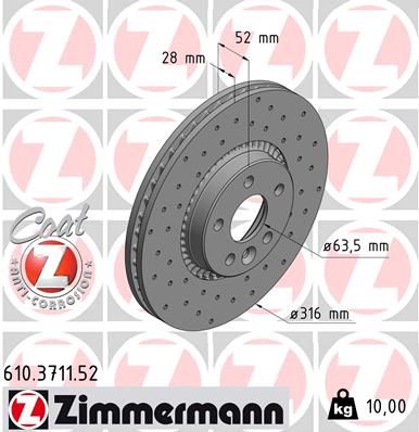 ZIMMERMANN Тормозной диск 610.3711.52